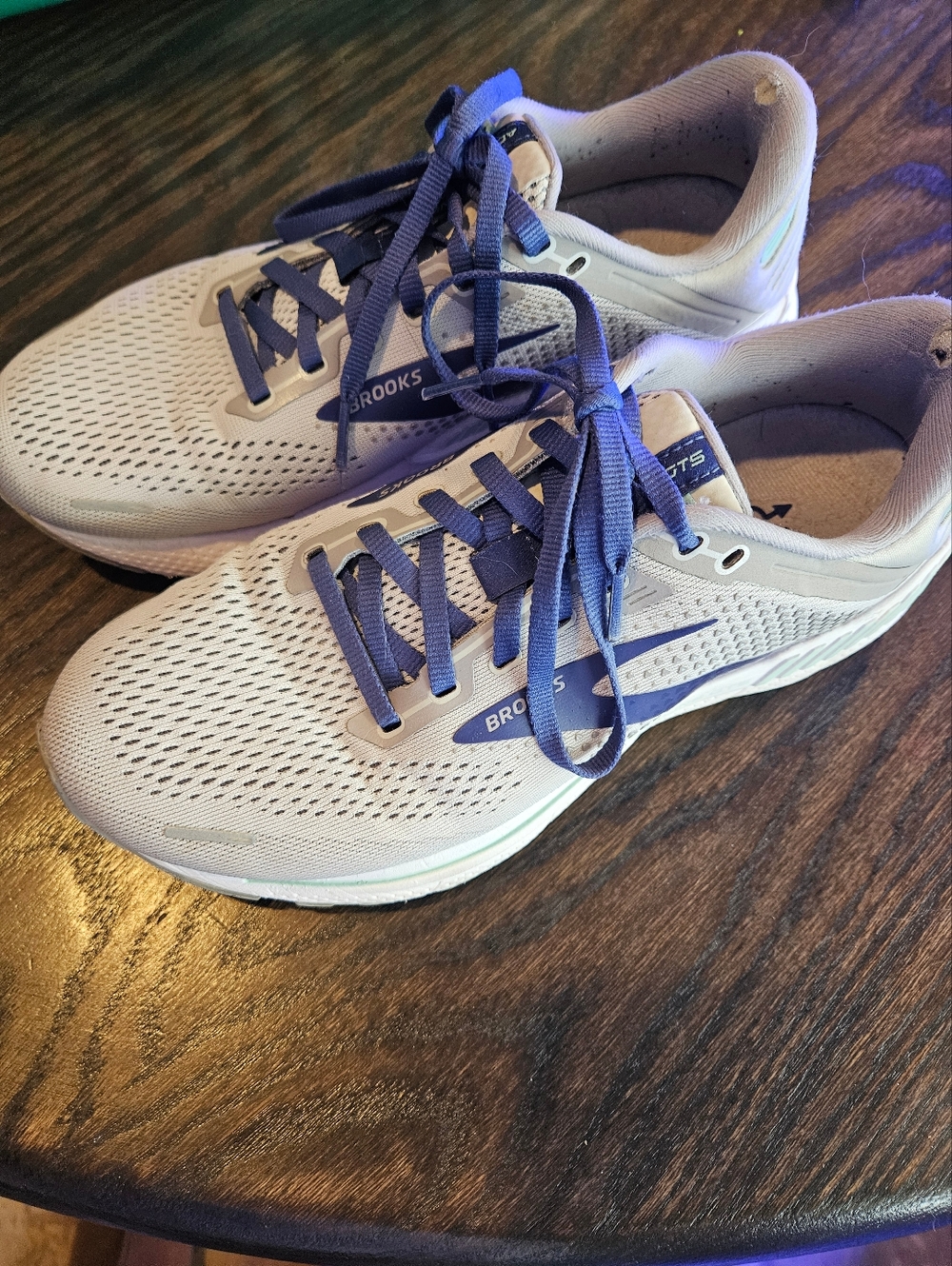 Brooks GTS Adrenalone Light Gray and Purple Running Sneakers